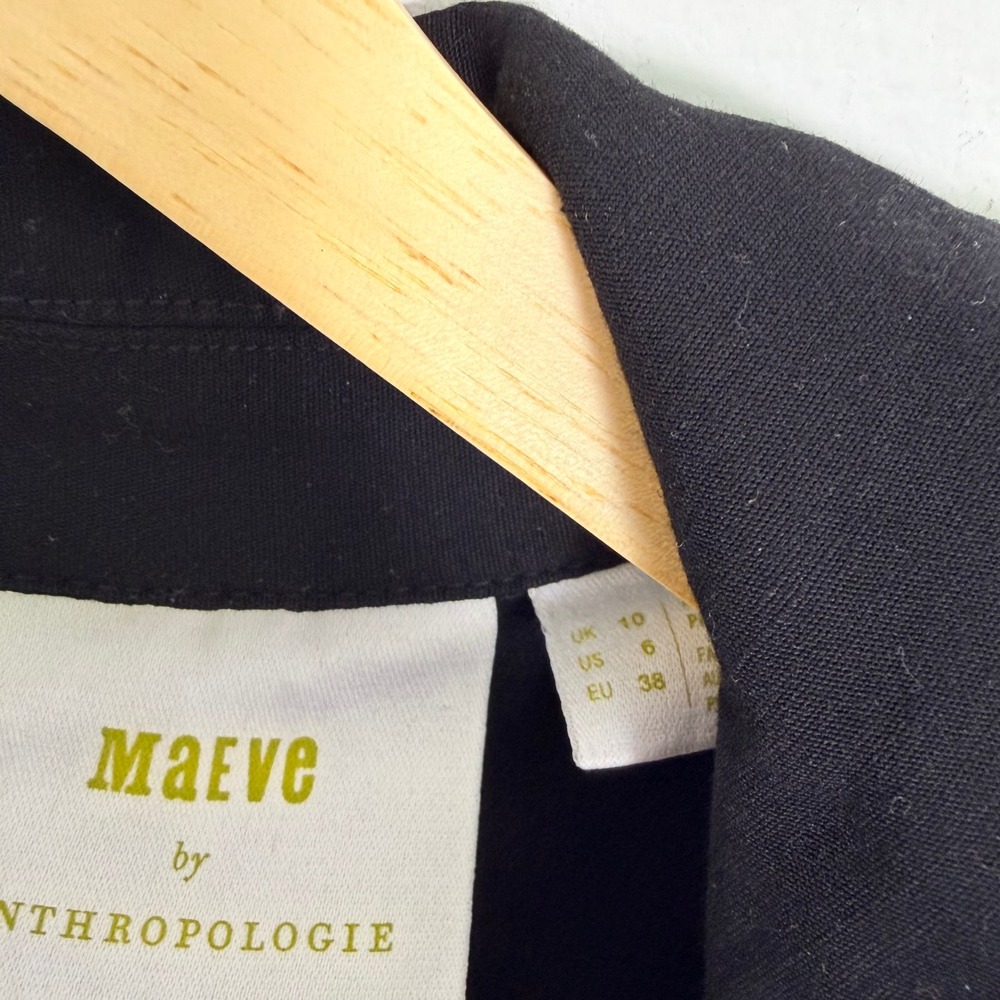 Maeve Anthropologie The Colette Linen Blend Wrap Jumpsuit Black 6 Wide Leg - Picture 10 of 10